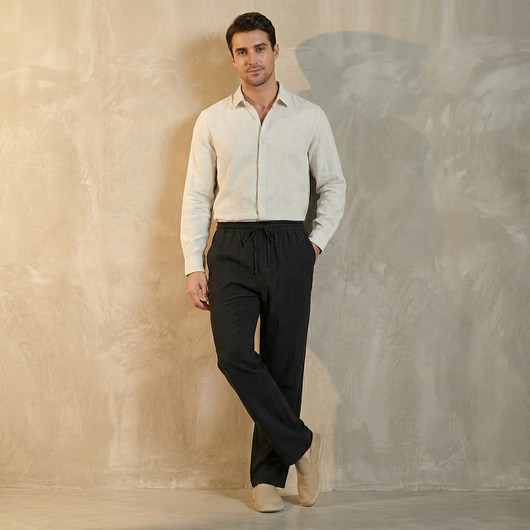 Men’s Relaxed Wide-Leg Trousers with Elastic Waistband