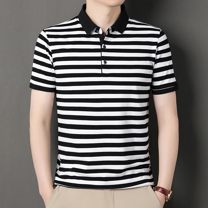Lakeview Striped Cotton Polo Shirt