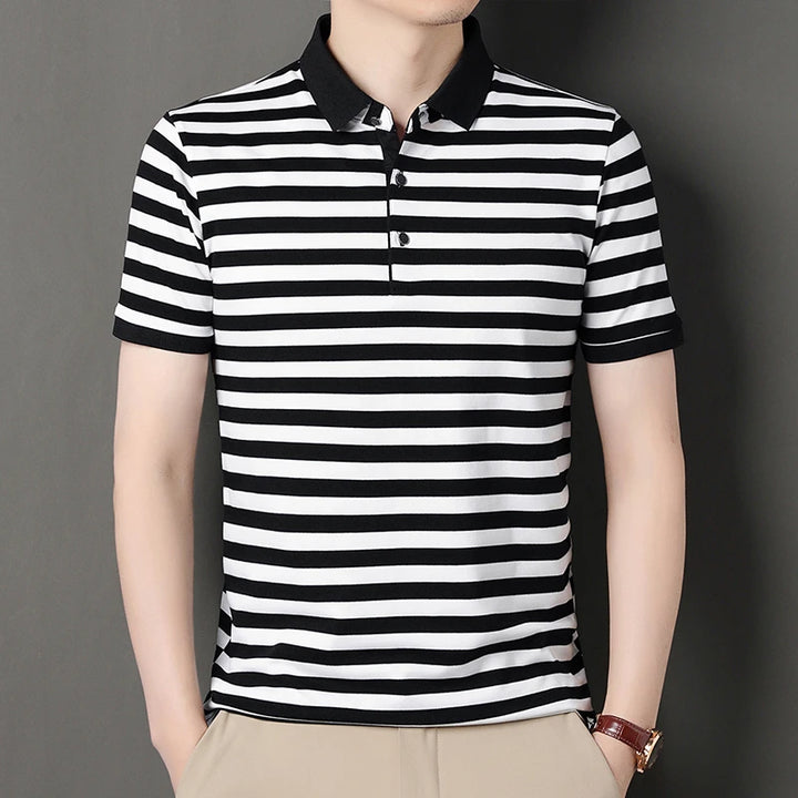 Lakeview Striped Cotton Polo Shirt