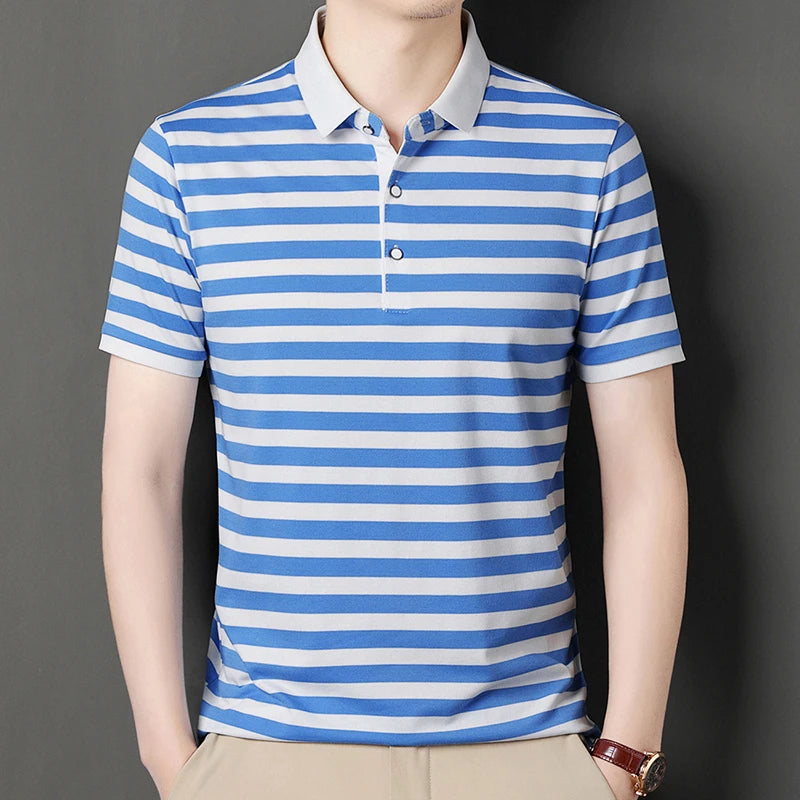 Lakeview Striped Cotton Polo Shirt