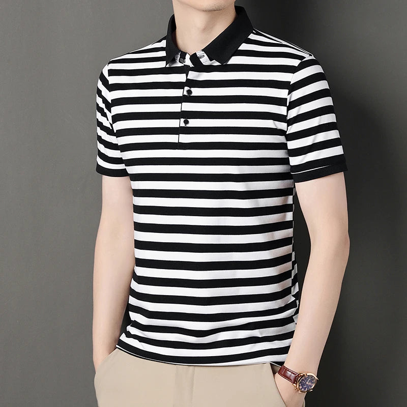 Lakeview Striped Cotton Polo Shirt