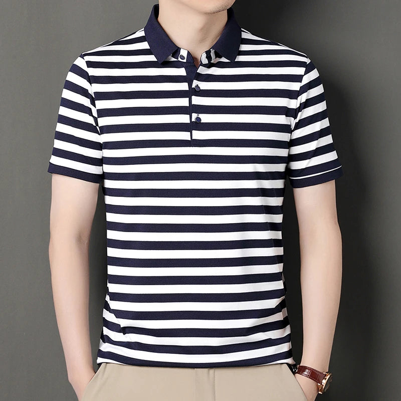 Lakeview Striped Cotton Polo Shirt