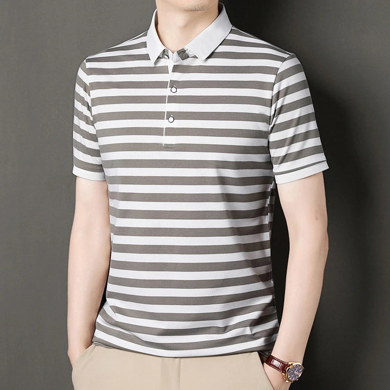 Lakeview Striped Cotton Polo Shirt