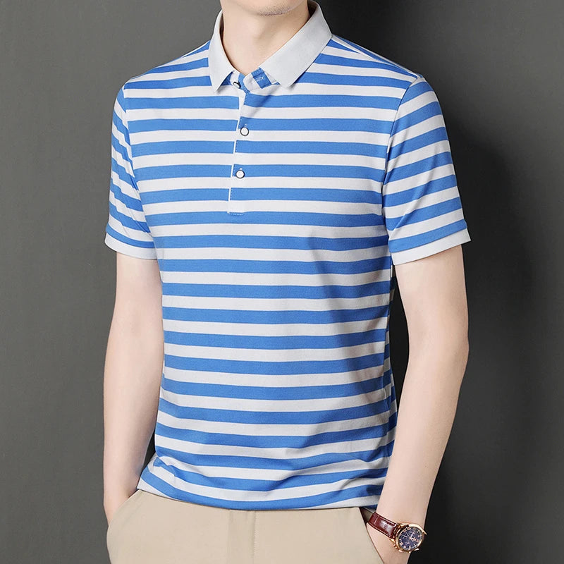 Lakeview Striped Cotton Polo Shirt