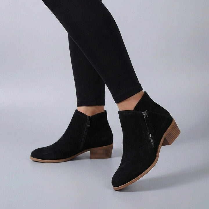 Almond Toe Ankle Boots with Low Block Heel and Contrast Stitching - Weston Fletcher