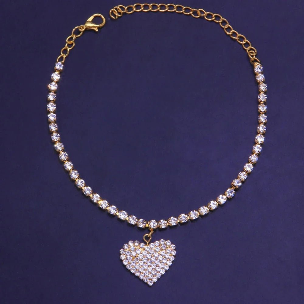 Amorette Crystal Heart Anklet - Weston Fletcher