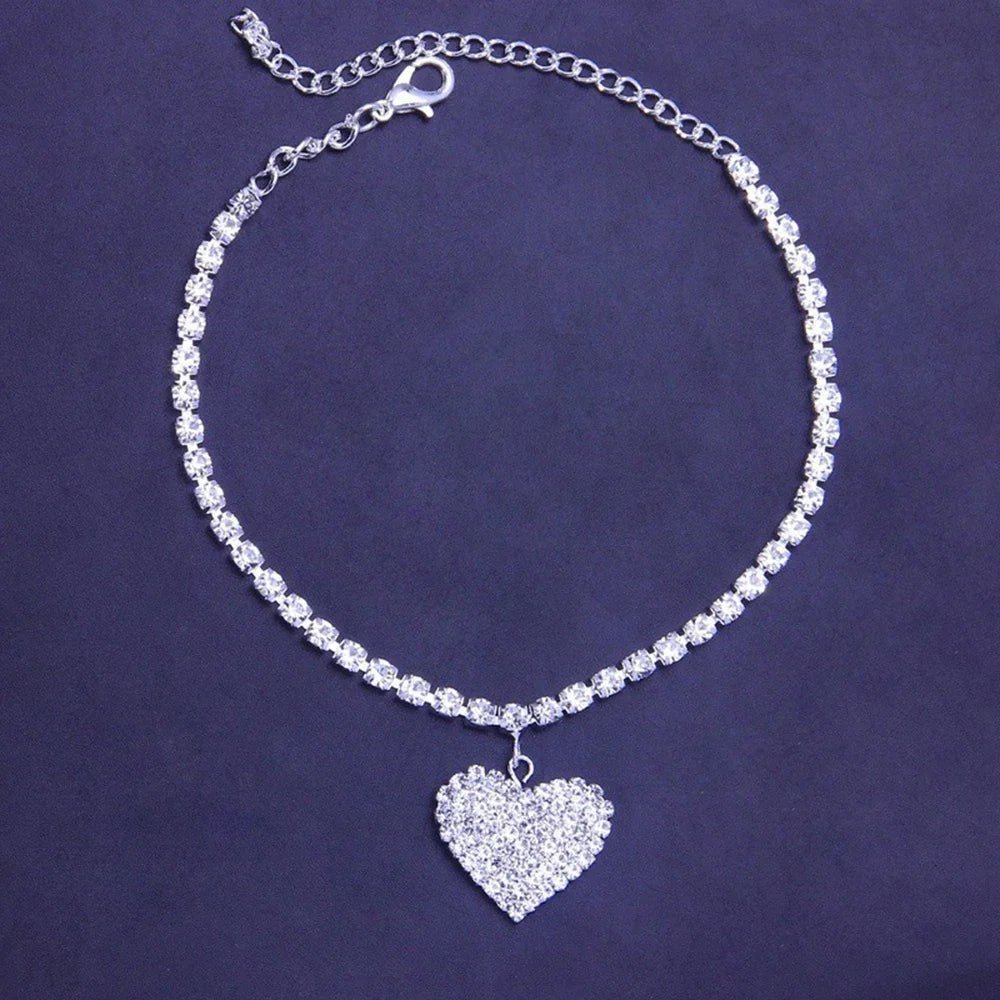 Amorette Crystal Heart Anklet - Weston Fletcher