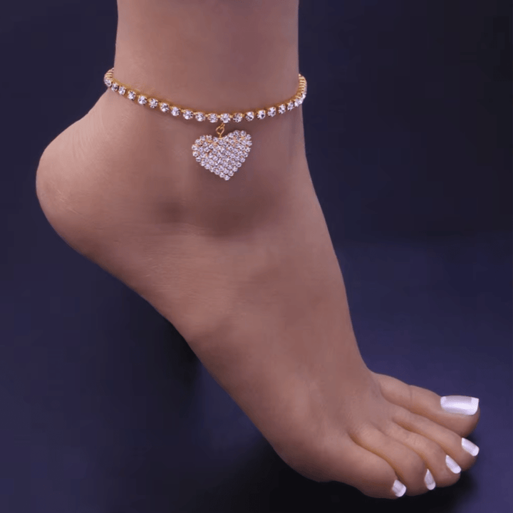 Amorette Crystal Heart Anklet - Weston Fletcher