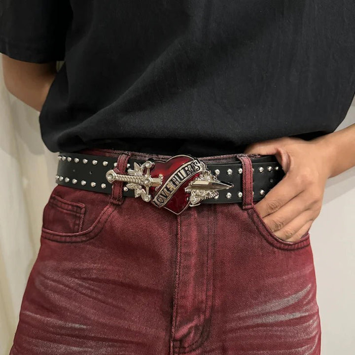 Blackstar Studded Denim Belt - Weston Fletcher