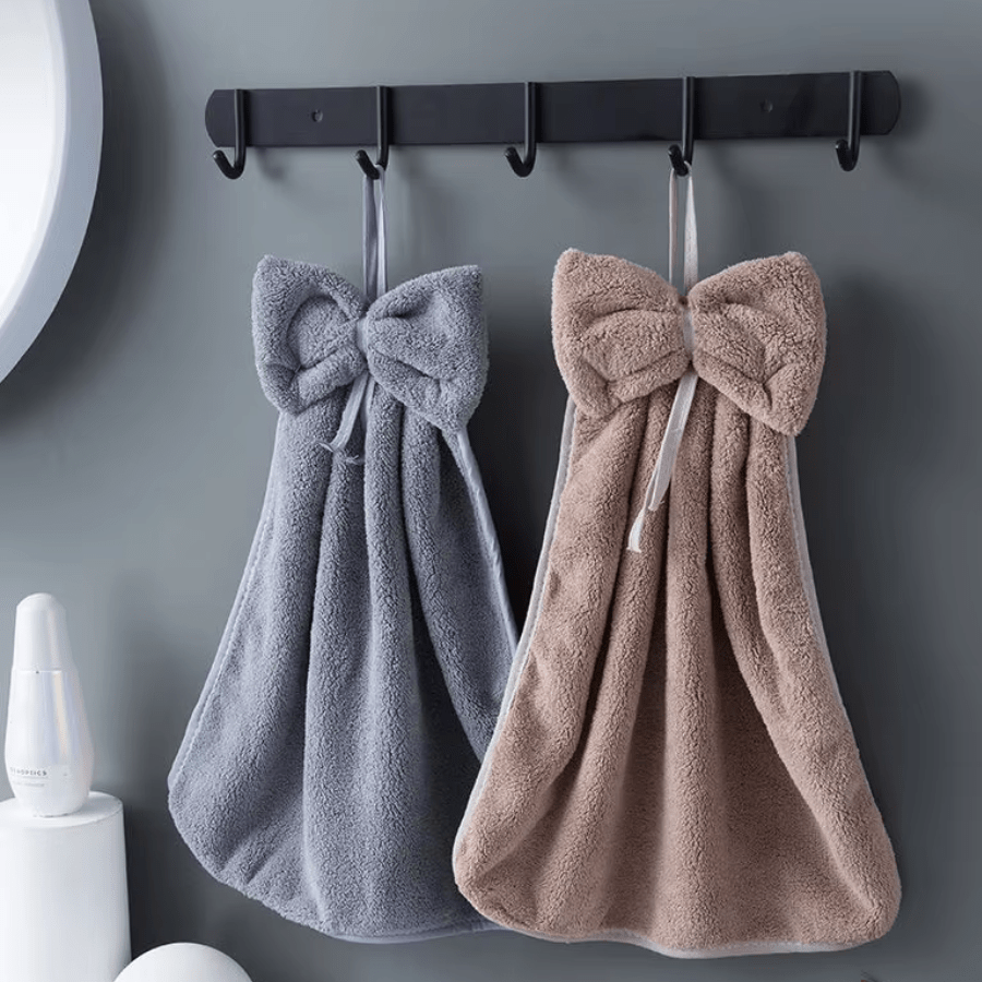 Bow Charm Coral Velvet Towels - Weston Fletcher