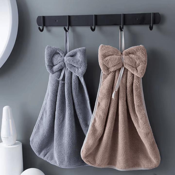 Bow Charm Coral Velvet Towels - Weston Fletcher