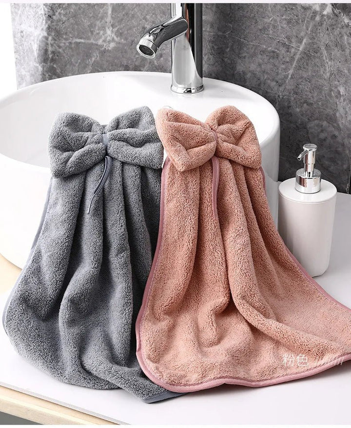 Bow Charm Coral Velvet Towels - Weston Fletcher