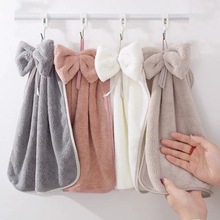 Bow Charm Coral Velvet Towels - Weston Fletcher