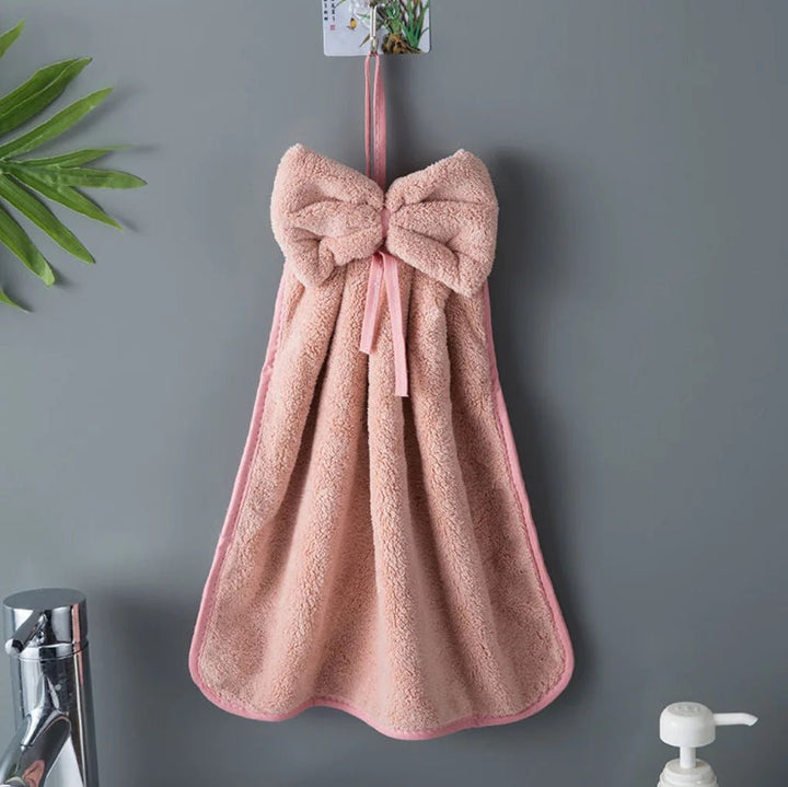 Bow Charm Coral Velvet Towels - Weston Fletcher