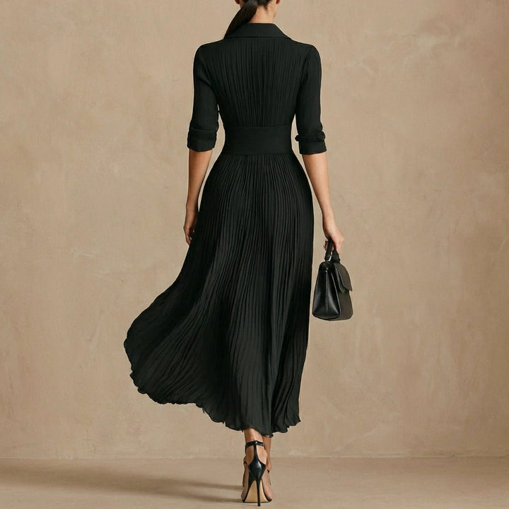 Erica™ Elegant Pleated Midi Shirtdress with Fitted Waist - Weston Fletcher
