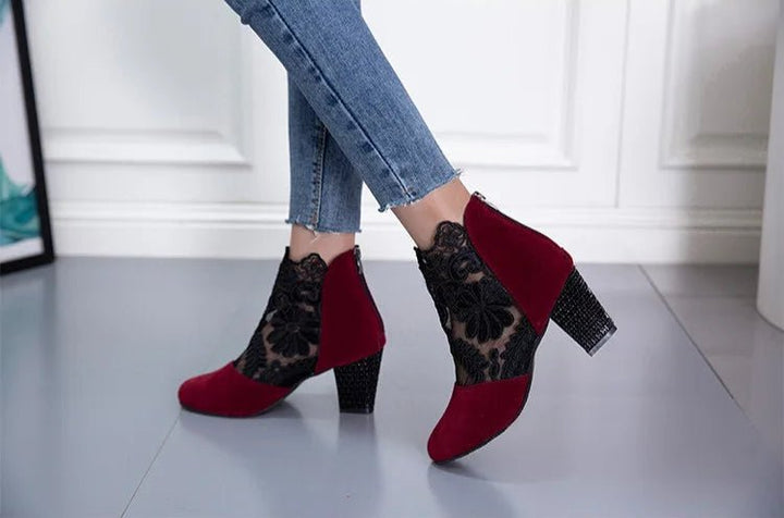 Estelle Velvet Lace High Heels - Weston Fletcher