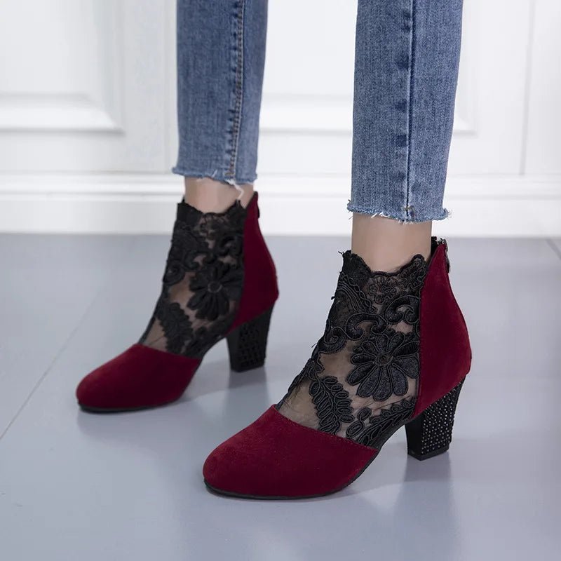 Estelle Velvet Lace High Heels - Weston Fletcher