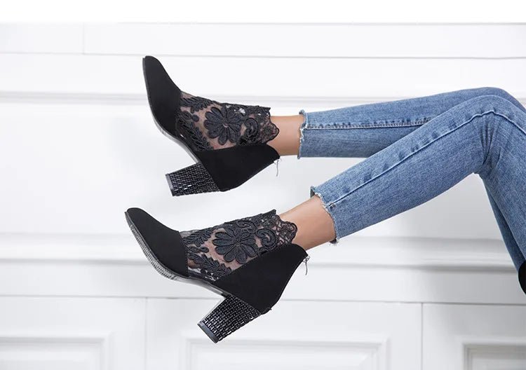 Estelle Velvet Lace High Heels - Weston Fletcher