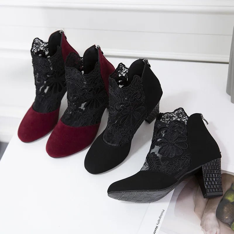 Estelle Velvet Lace High Heels - Weston Fletcher