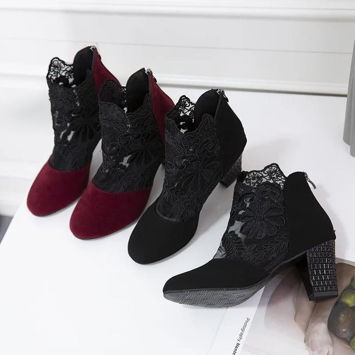 Estelle Velvet Lace High Heels - Weston Fletcher