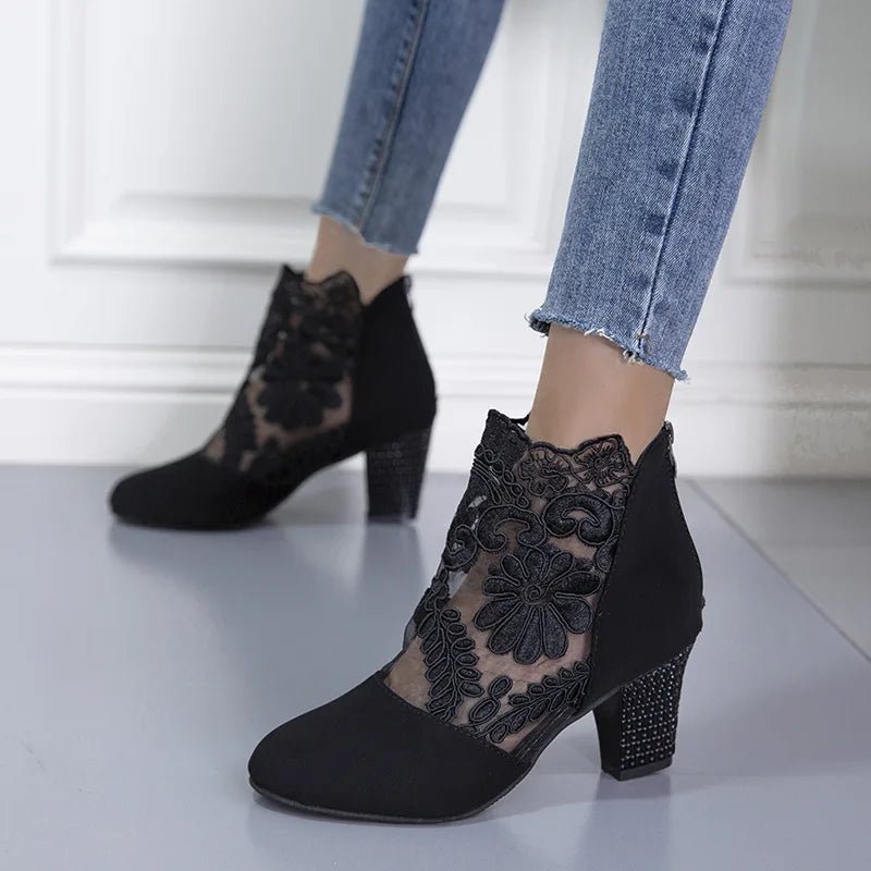 Estelle Velvet Lace High Heels - Weston Fletcher