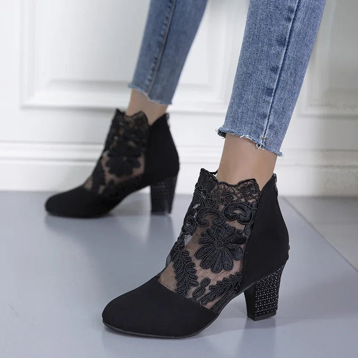 Estelle Velvet Lace High Heels - Weston Fletcher