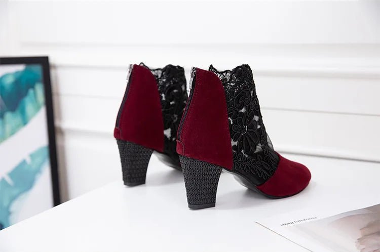 Estelle Velvet Lace High Heels - Weston Fletcher