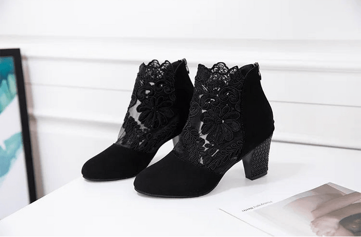 Estelle Velvet Lace High Heels - Weston Fletcher
