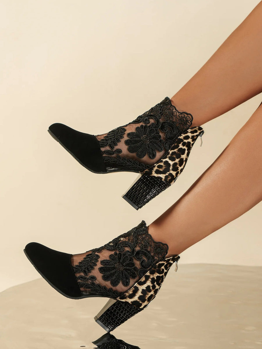 Estelle Velvet Lace High Heels - Weston Fletcher