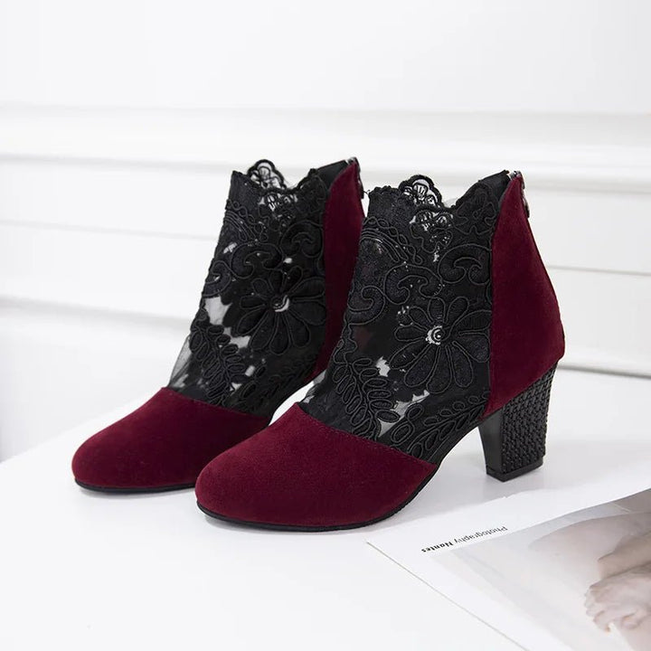 Estelle Velvet Lace High Heels - Weston Fletcher