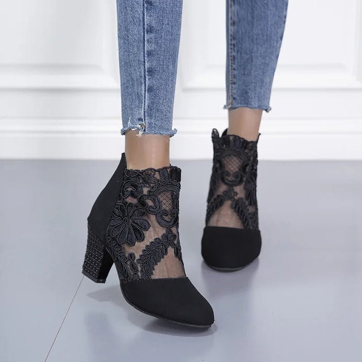 Estelle Velvet Lace High Heels - Weston Fletcher