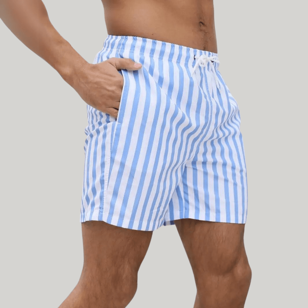 Jean - Paul Relaxed Mid - Thigh Striped Woven Vacation Shorts - Weston Fletcher