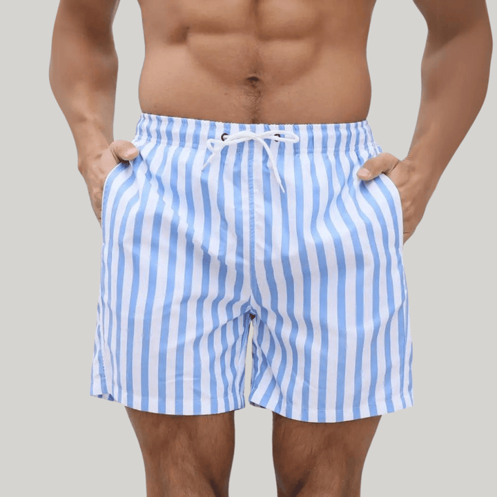 Jean - Paul Relaxed Mid - Thigh Striped Woven Vacation Shorts - Weston Fletcher