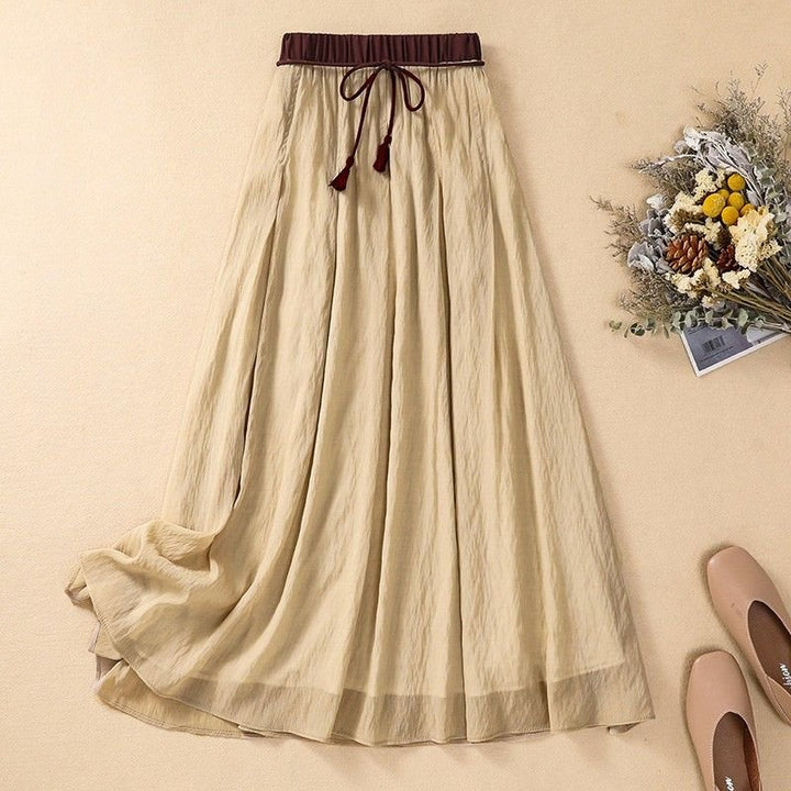 Linen A - Line Maxi Skirt with Textured Fabric and Tassel Waistdetail - Weston Fletcher