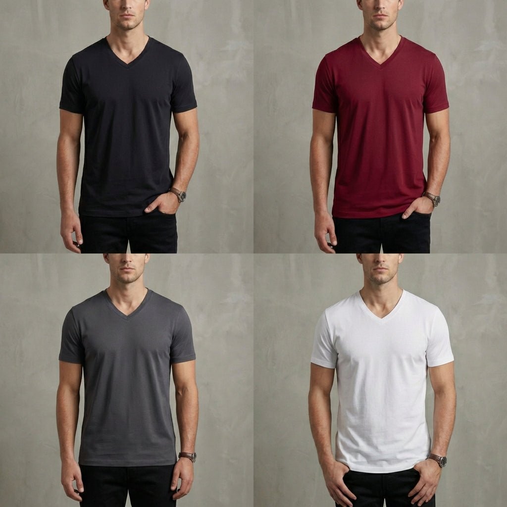 Men’s Classic V - Neck T-Shirt with Tailored Slim Fit - Weston Fletcher