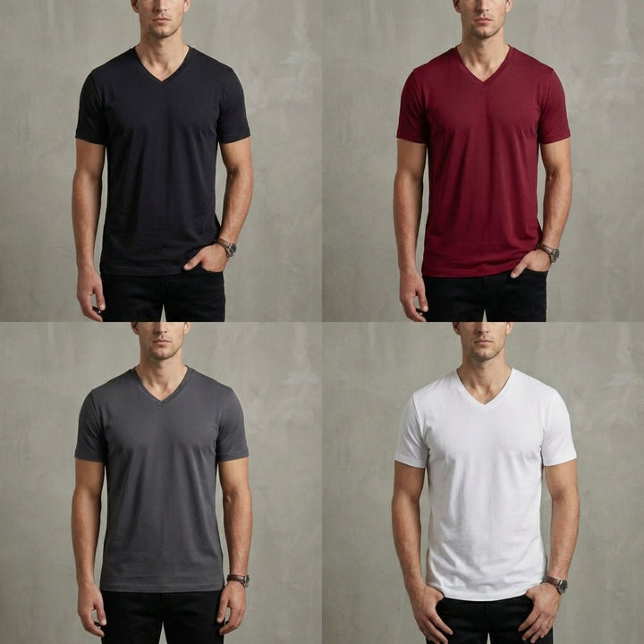 Men’s Classic V - Neck T-Shirt with Tailored Slim Fit - Weston Fletcher