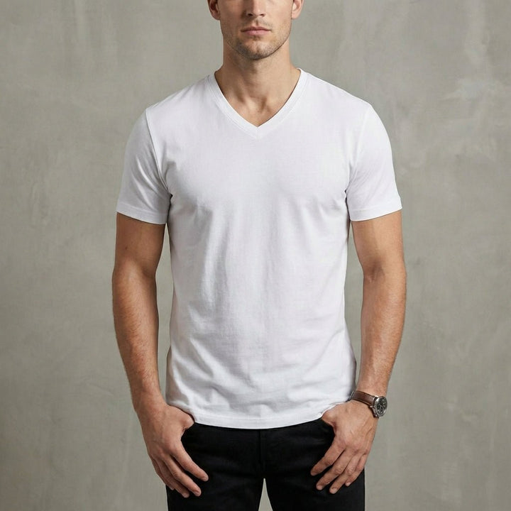 Men’s Classic V - Neck T-Shirt with Tailored Slim Fit - Weston Fletcher