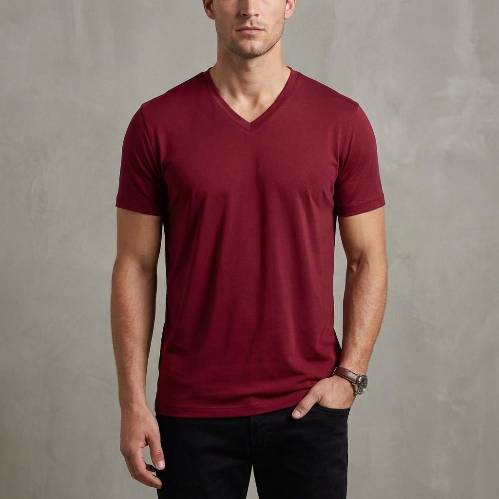 Men’s Classic V - Neck T-Shirt with Tailored Slim Fit - Weston Fletcher