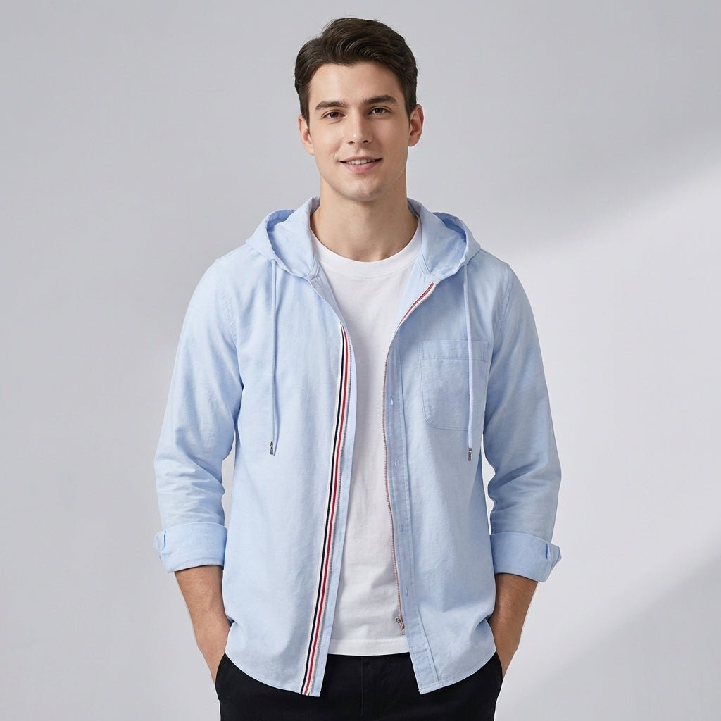 Men’s Lightweight Zip - Up Hoodie Jacket with Drawstring Hood - Weston Fletcher