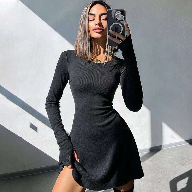 Midnight V - Neck Mini Dress - Weston Fletcher