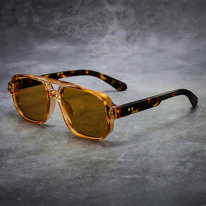 Oversized Aviator Sunglasses with Double Bridge and Translucent Acetate Frame - Weston Fletcher