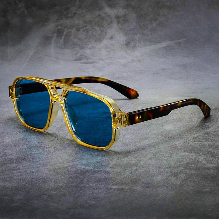 Oversized Aviator Sunglasses with Double Bridge and Translucent Acetate Frame - Weston Fletcher