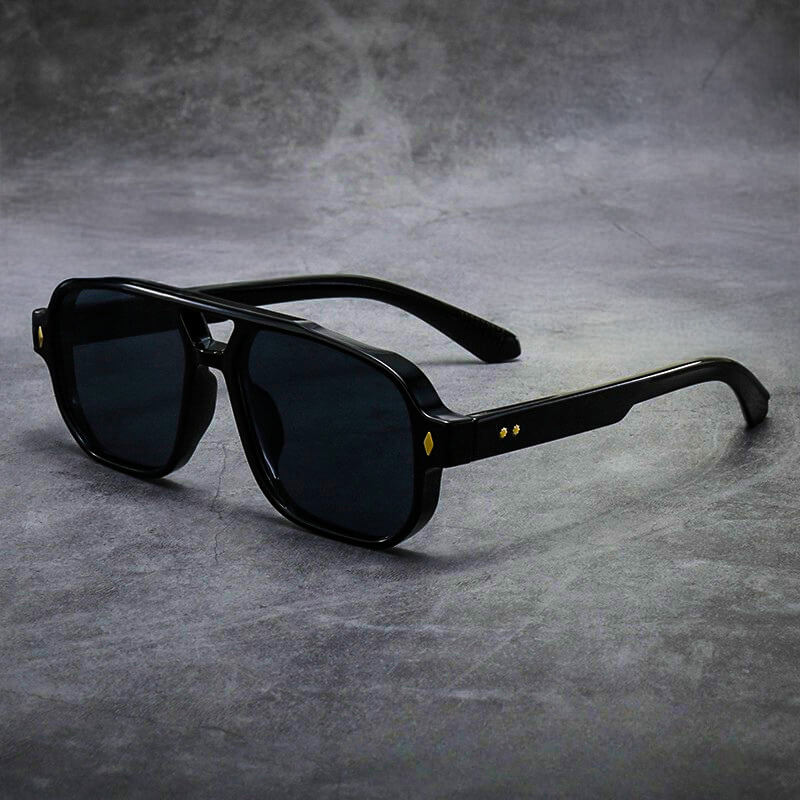 Oversized Aviator Sunglasses with Double Bridge and Translucent Acetate Frame - Weston Fletcher