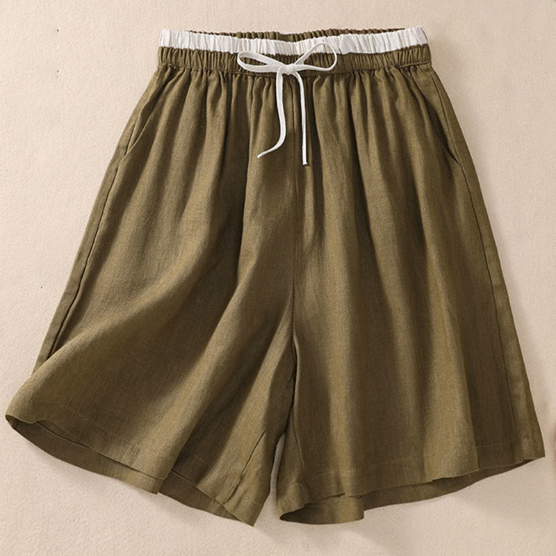 Relaxed Fit Mid - Thigh Shorts with Contrast Waistband and Pockets - Weston Fletcher