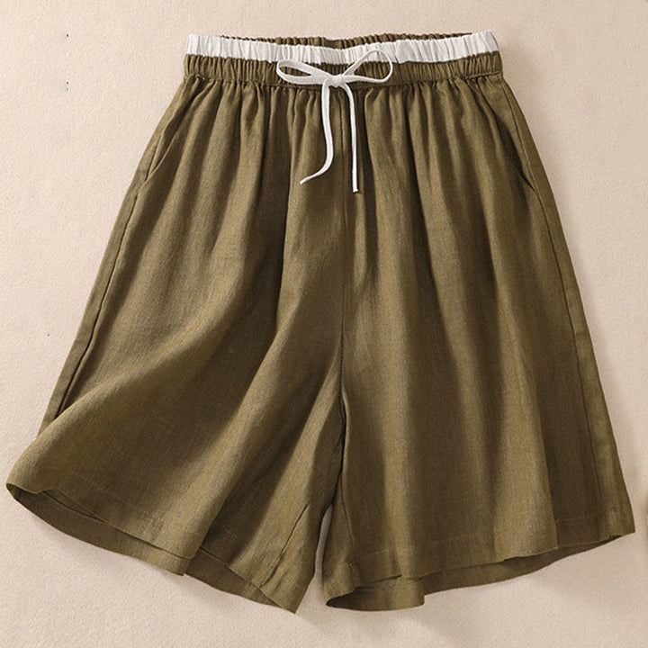 Relaxed Fit Mid - Thigh Shorts with Contrast Waistband and Pockets - Weston Fletcher