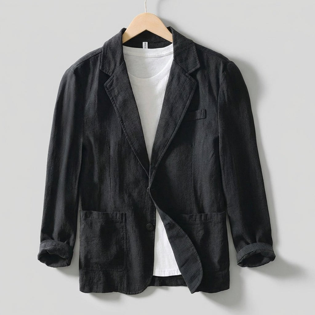 Relaxed Single - Breasted Blazer with Notched Lapel and Patch Pockets - Weston Fletcher