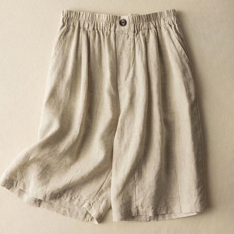 Relaxed Wide - Leg Knee - Length Shorts with Pleated Front - Weston Fletcher