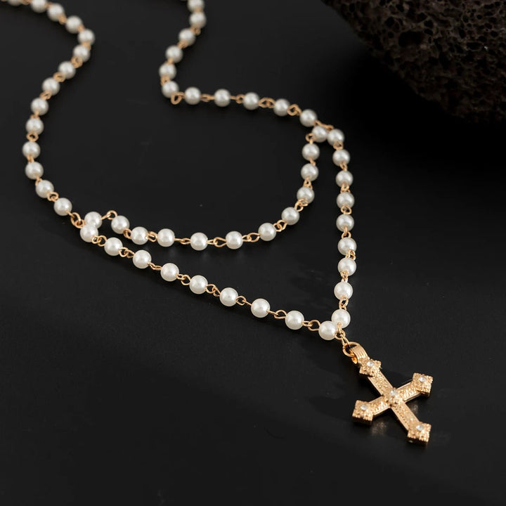 Rosario Santos Beaded Cross Necklace - Weston Fletcher