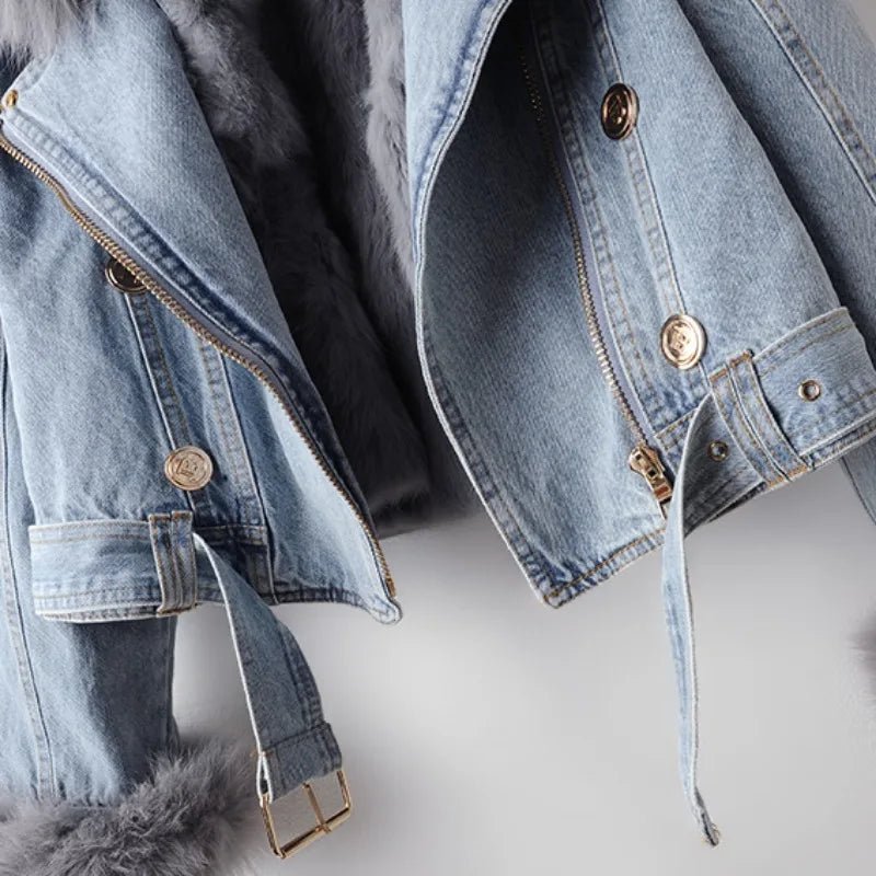 Roxanne Fox Fur Denim Jacket - Weston Fletcher