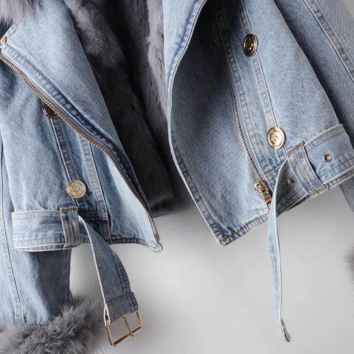 Roxanne Fox Fur Denim Jacket - Weston Fletcher